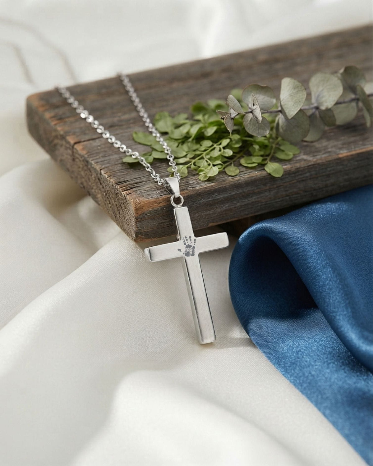 Loved Remembered Silver Cross Pendant Urn