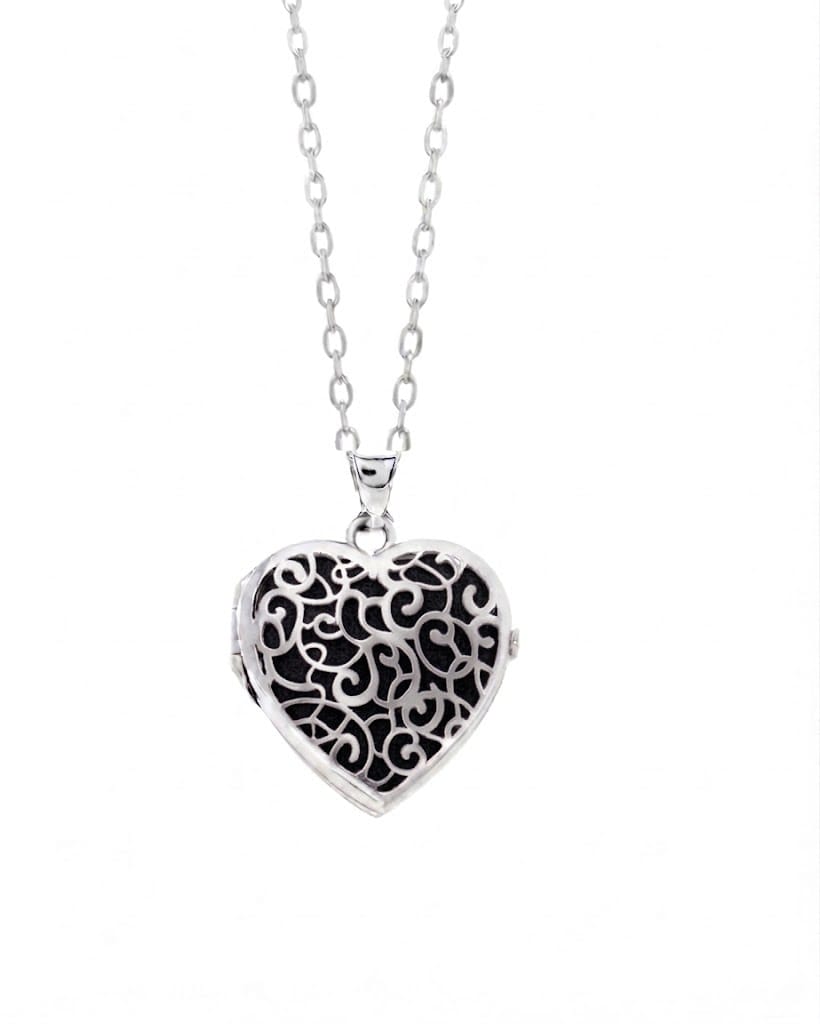 Loved Remembered Silver Filigree Heart Locket Urn