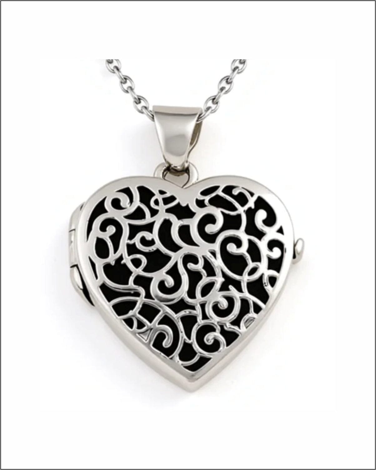 Loved Remembered Silver Filigree Heart Photo Print Locket