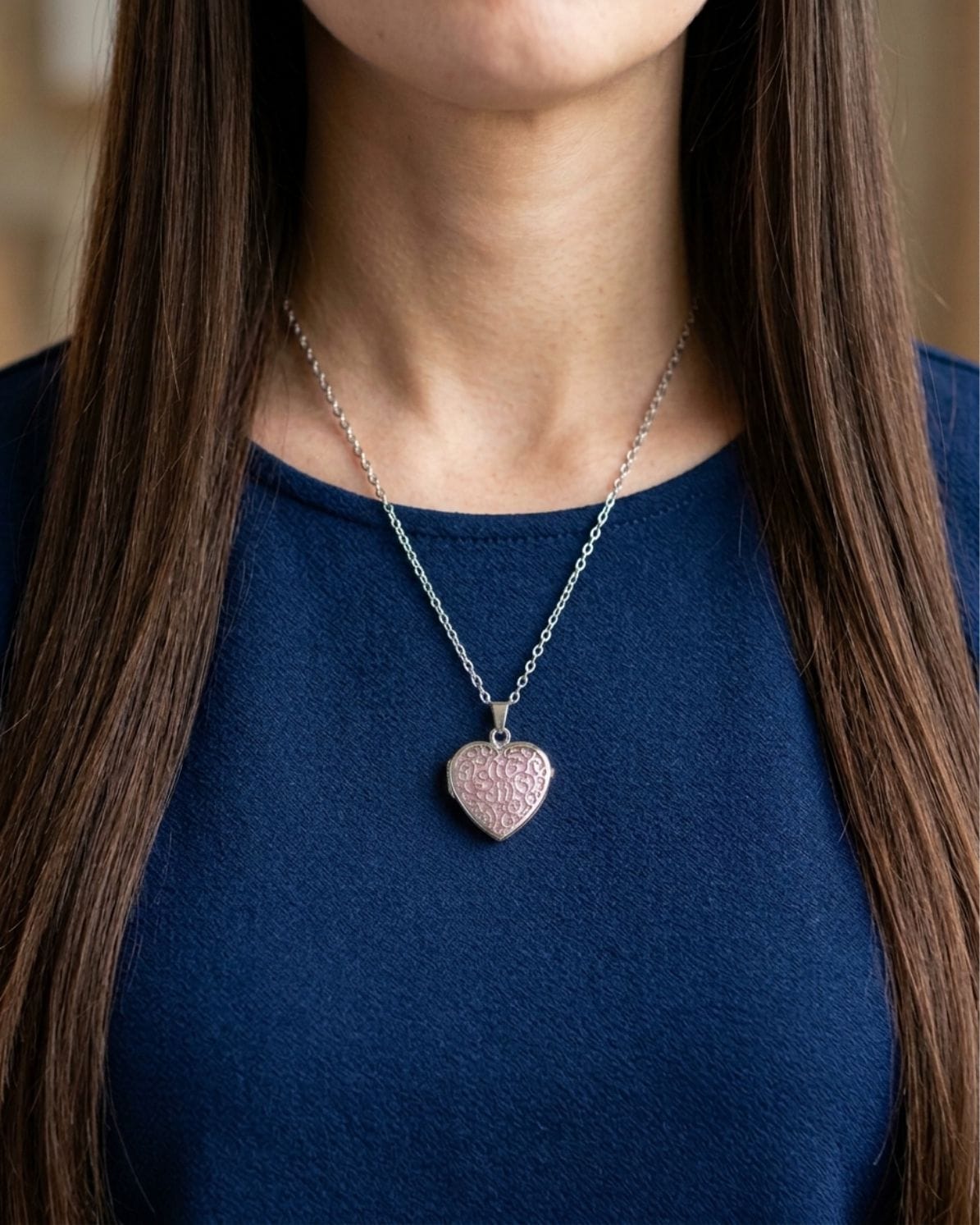 Loved Remembered Silver Filigree Heart Photo Print Locket