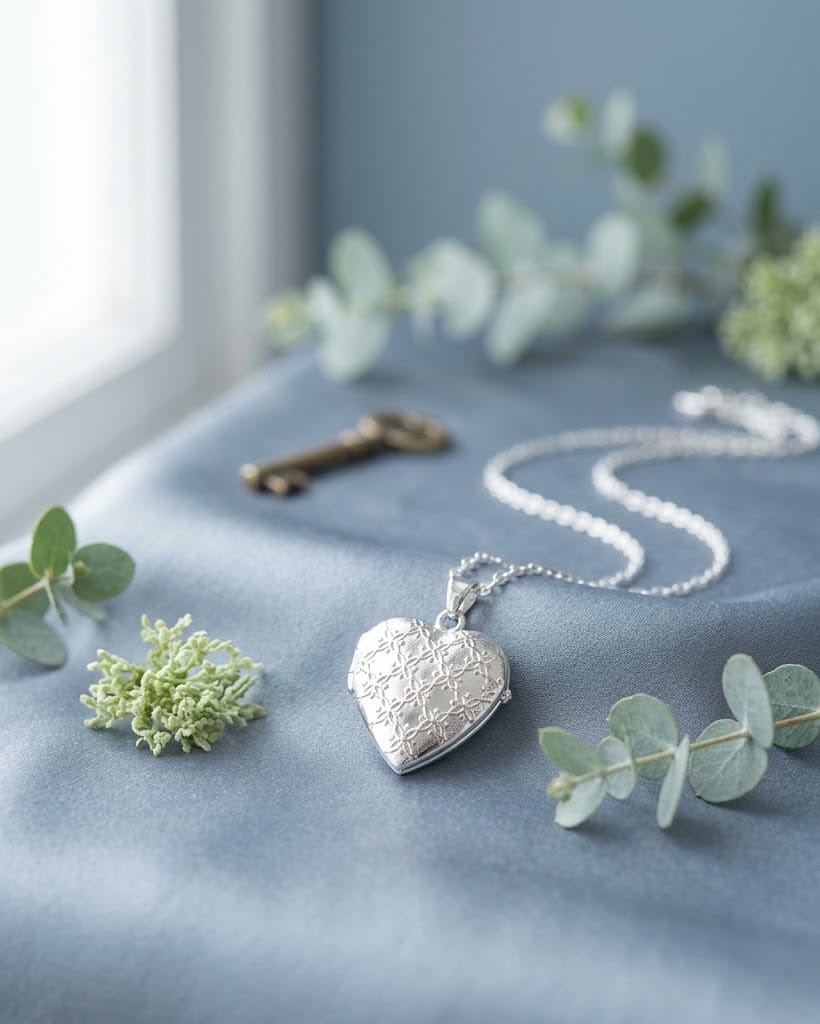 Loved Remembered Silver Heart Locket Urn - Diamond Cut