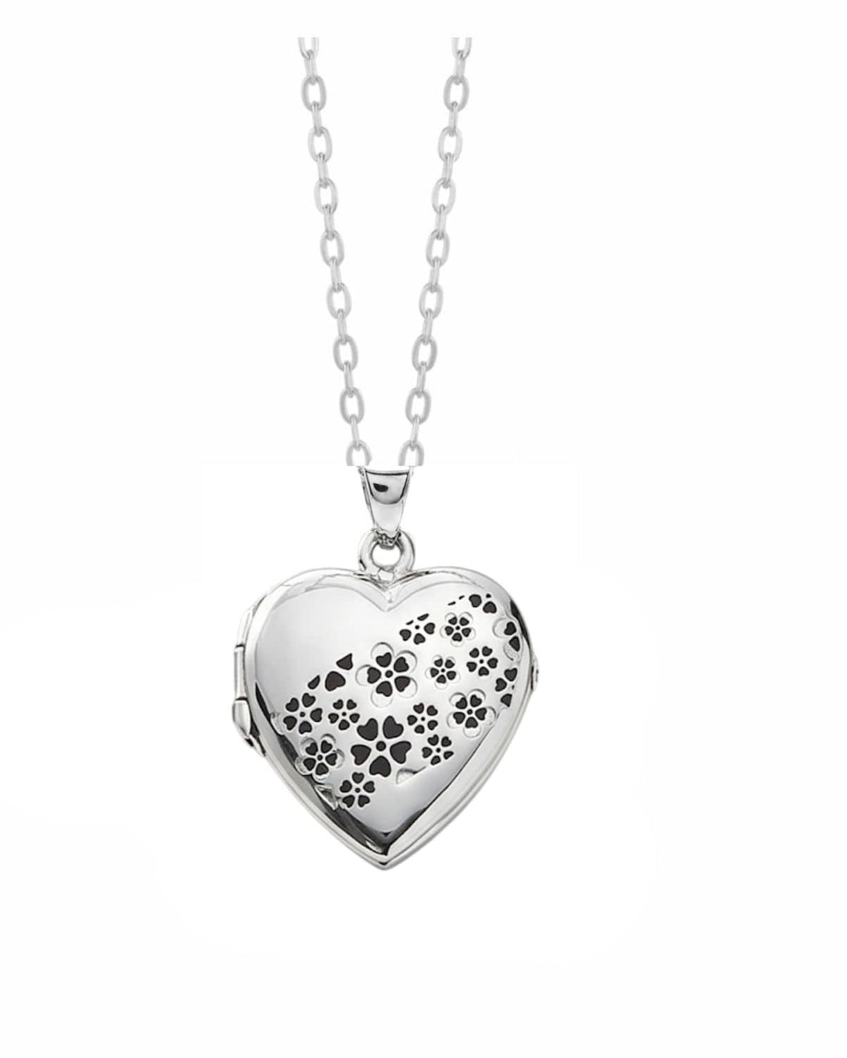 Loved Remembered Silver Heart Locket Urn - Flowers