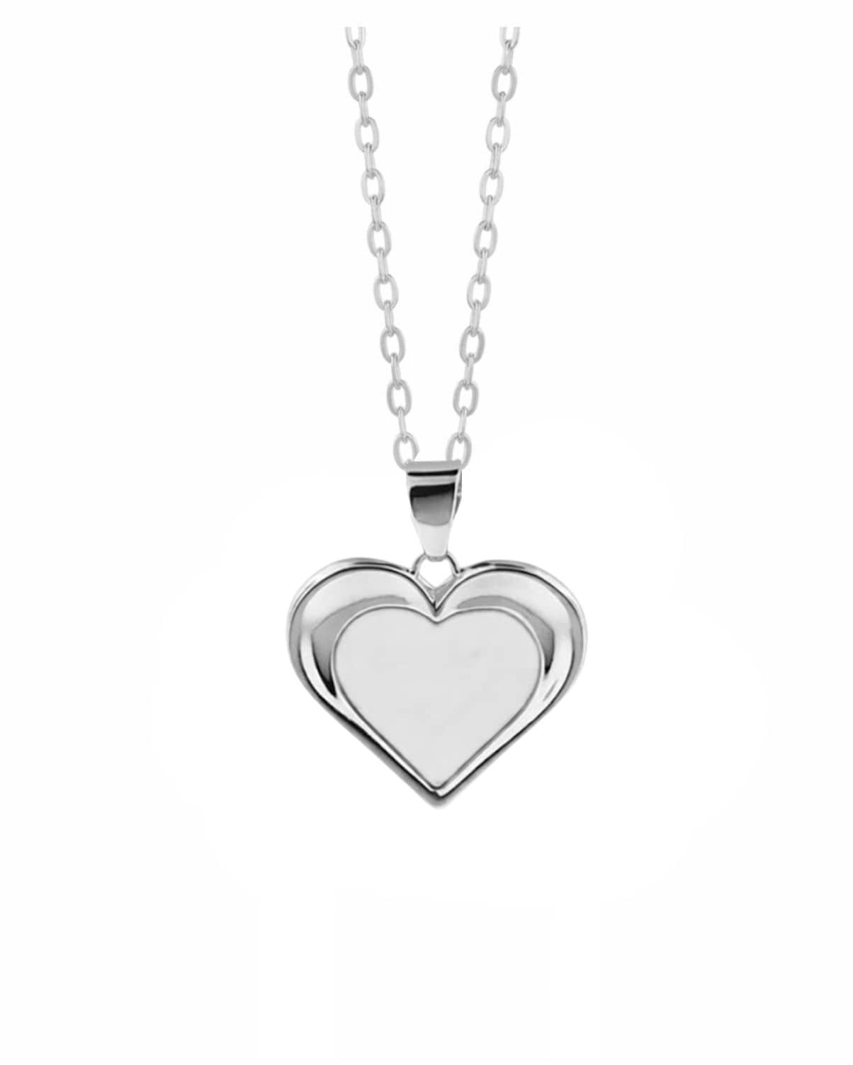 Loved Remembered Silver Heart Pendant - Fingerprint Engraving