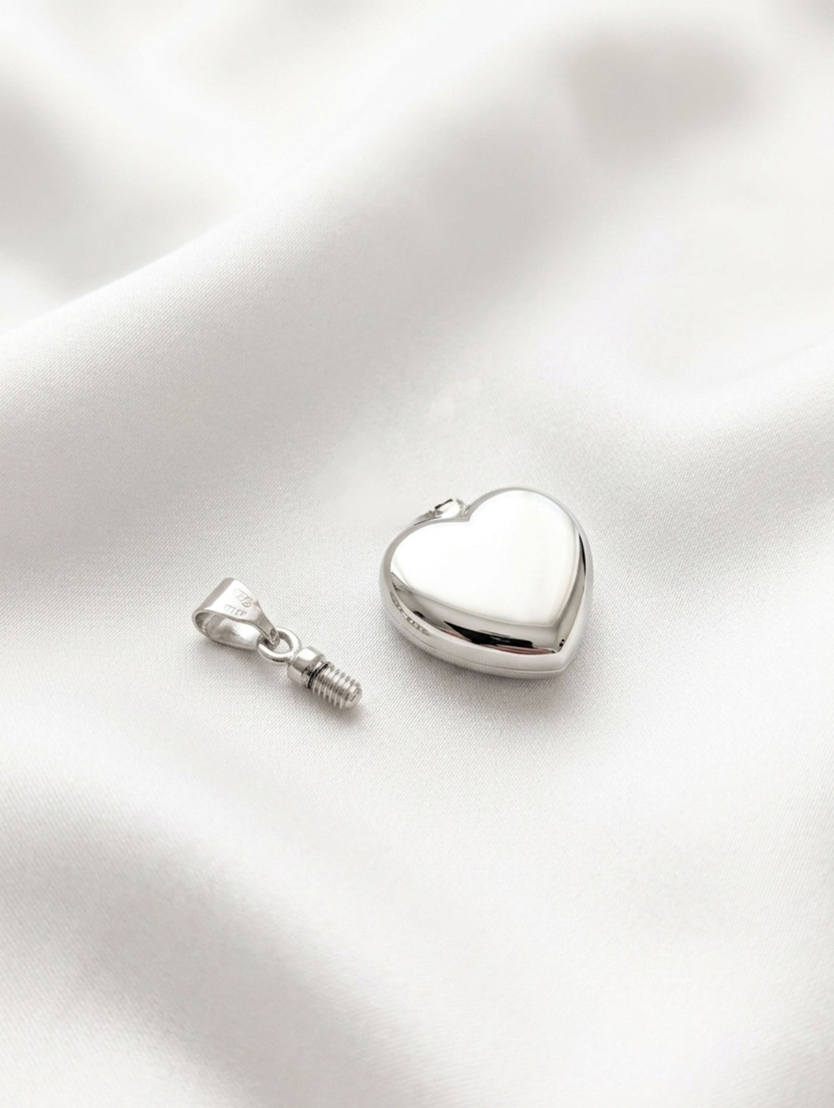 Loved Remembered Silver Heart Pendant Urn - Top Filling