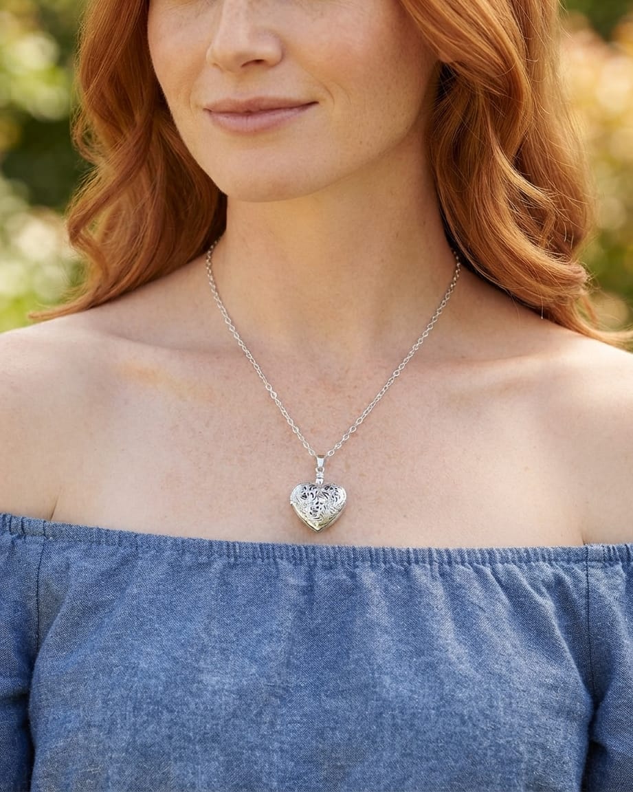 Loved Remembered Silver Heart Pendant Urn - Top Filling
