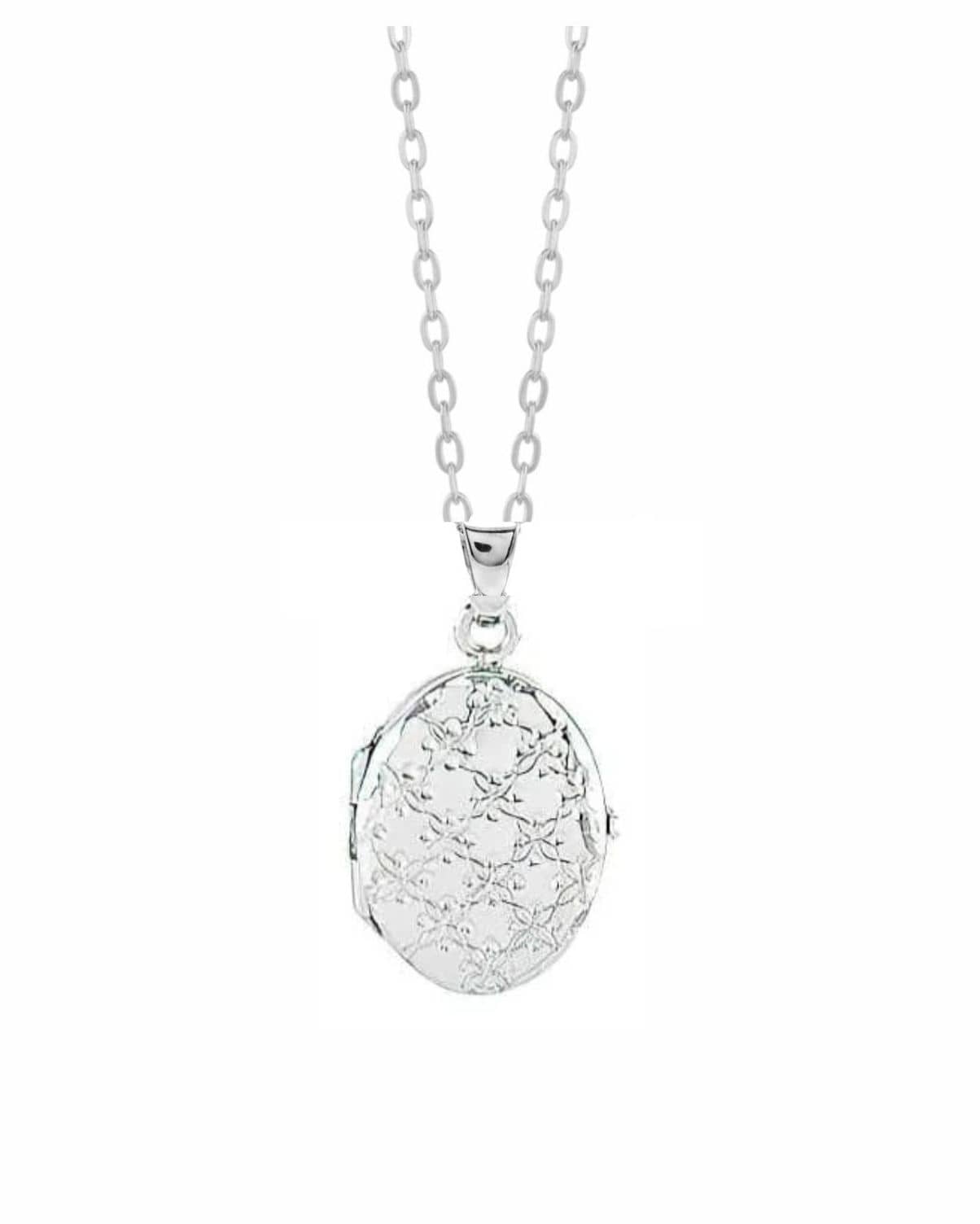 Loved Remembered Silver Oval Locket Urn - Diamond Cut