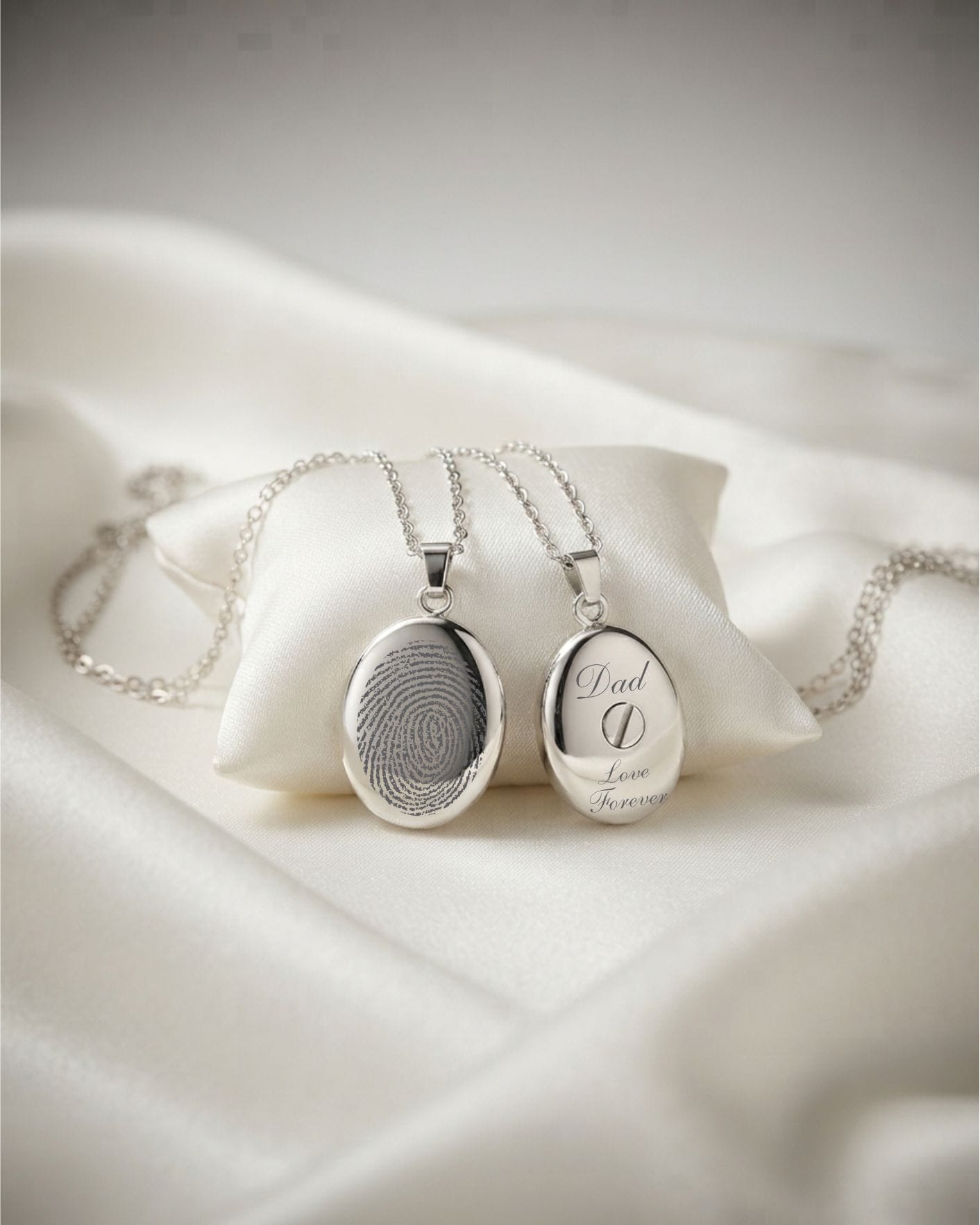 Loved Remembered Silver Oval Pendant Urn