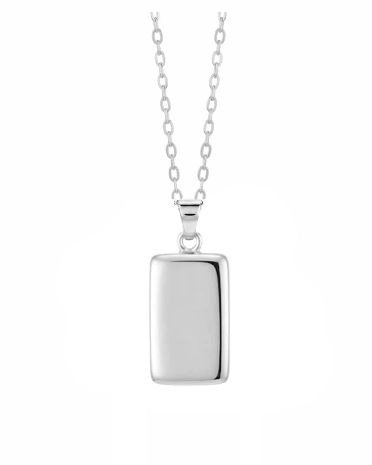 Loved Remembered Silver Rectangle Pendant Urn