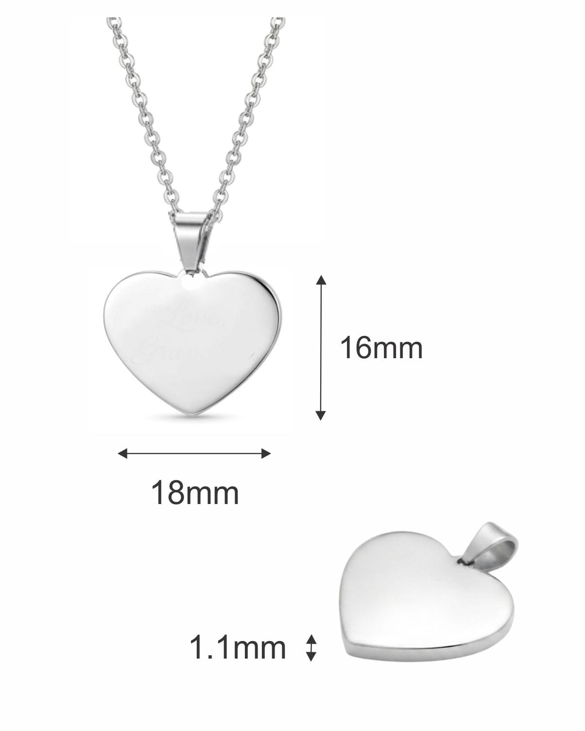 Loved Remembered STAINLESS 1 Heart Pendant