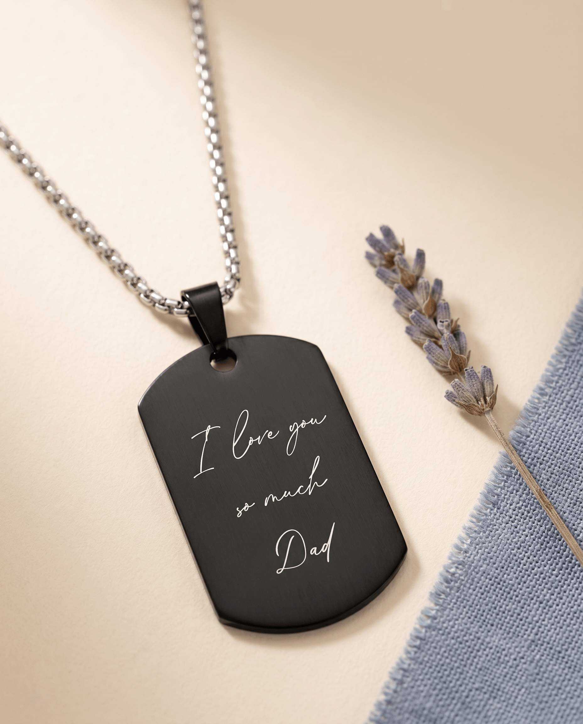 Loved Remembered STAINLESS 11 Black Tag Pendant
