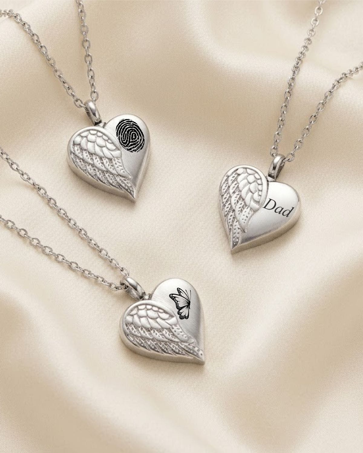 Loved Remembered STAINLESS 18 Angel Wing Pendant Urn