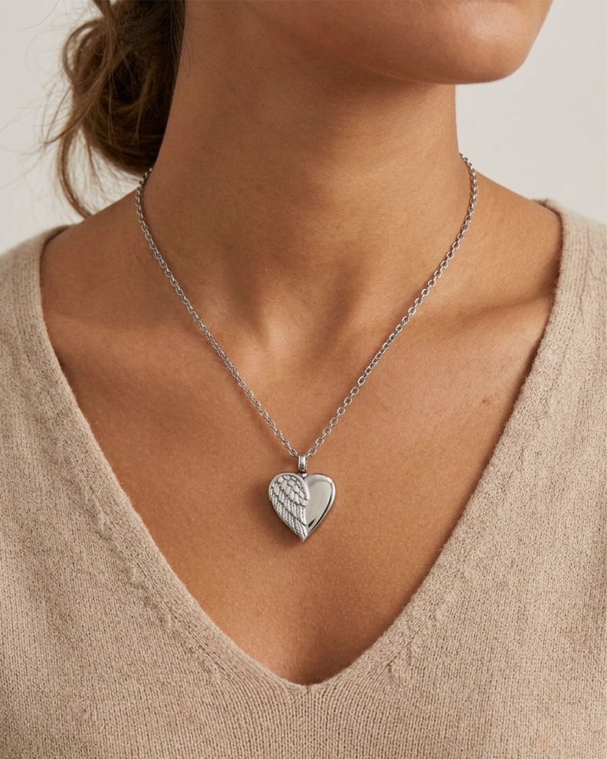 Loved Remembered Stainless Steel Angel Wing Pendant Urn
