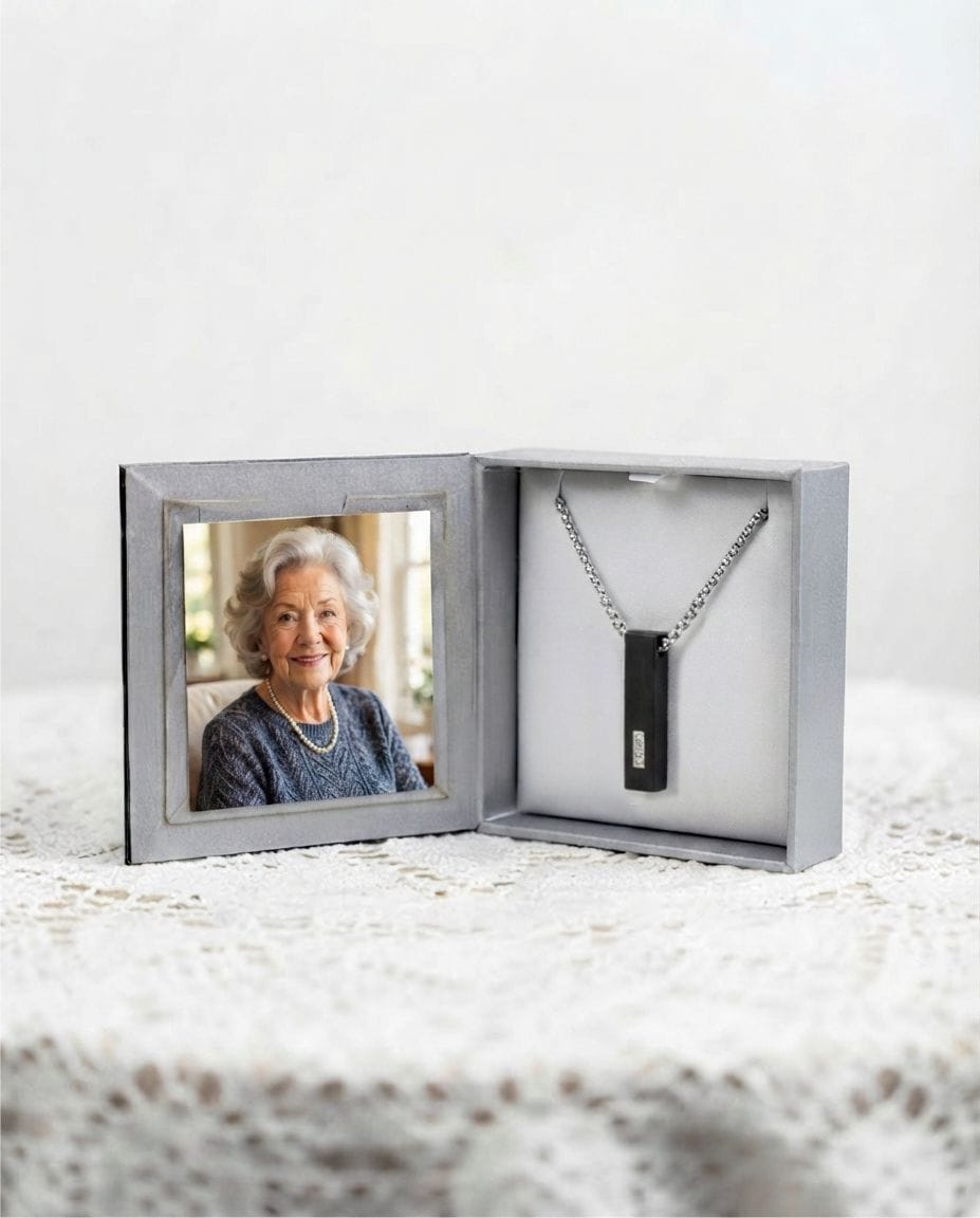 Loved Remembered Three Stone Black Stainless Steel Block Pendant Urn