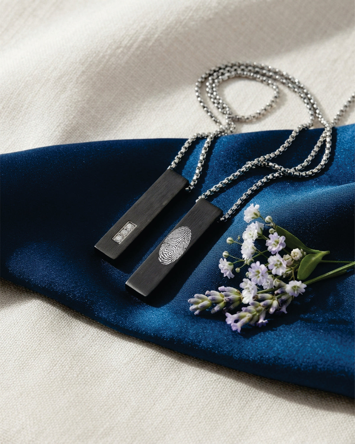 Loved Remembered Three Stone Black Stainless Steel Block Pendant Urn
