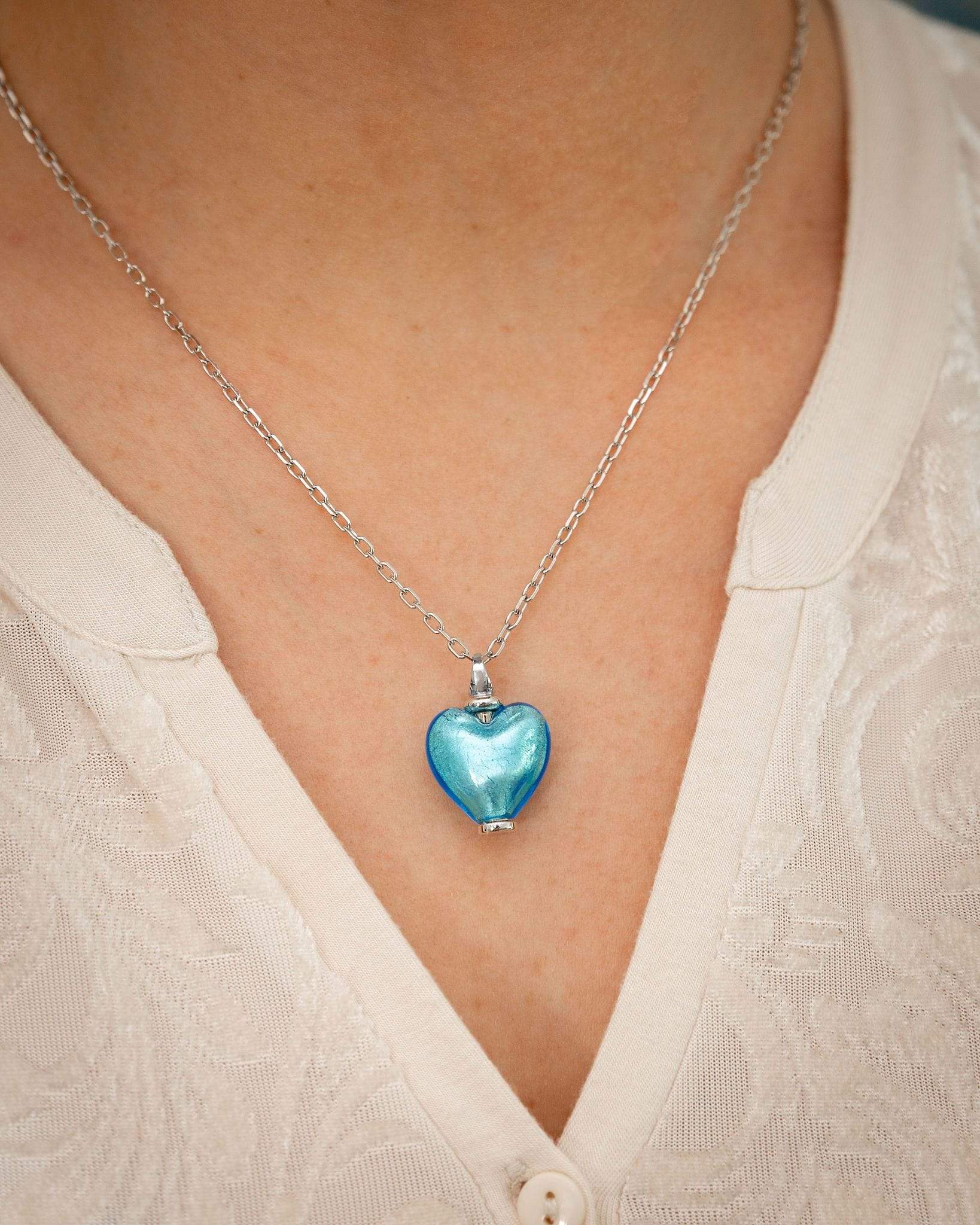 Cara Keepsakes Murano Glass Heart Urn - March worn on model