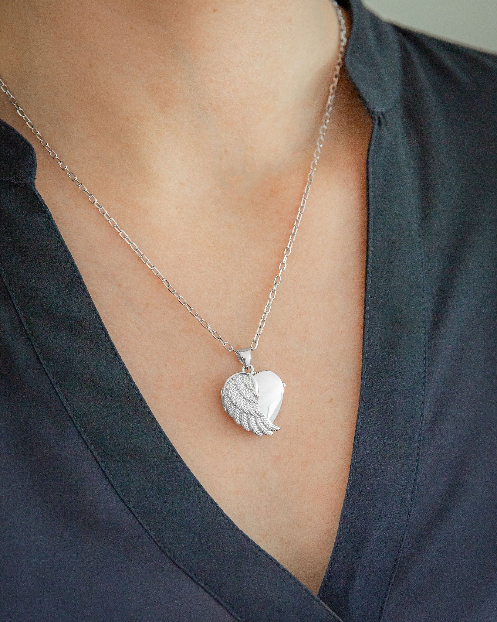 Loved Remembered Silver Angel Wing Classic Locket