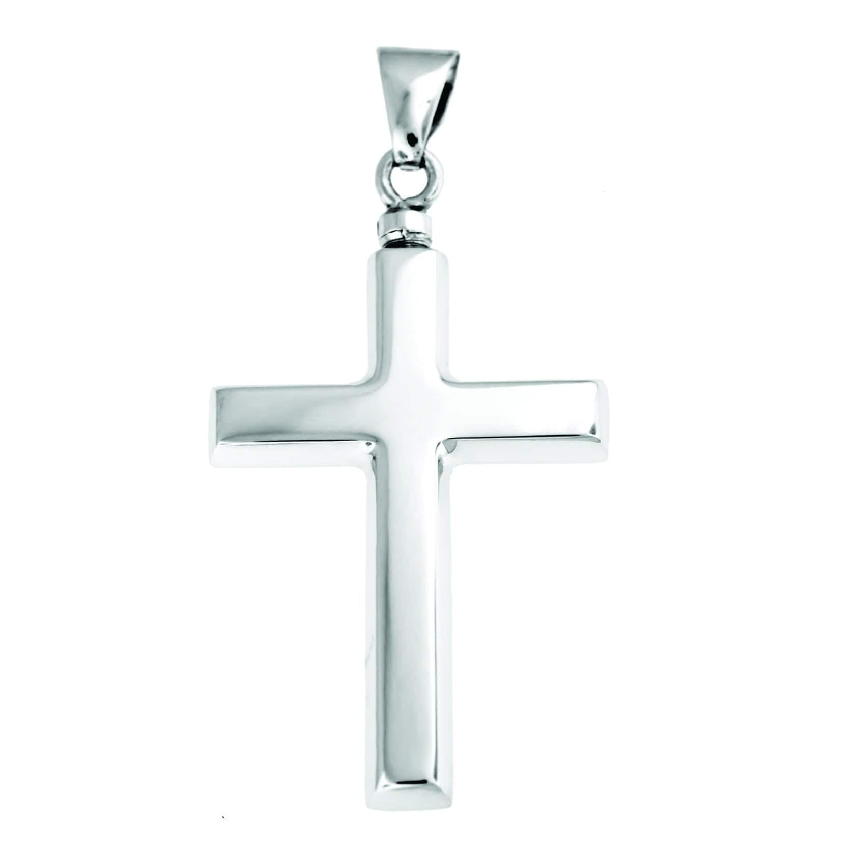 Loved Remembered Silver Cross Pendant Urn