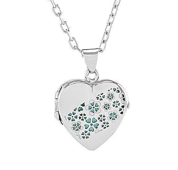 Loved Remembered Silver Heart Locket Urn - Flowers