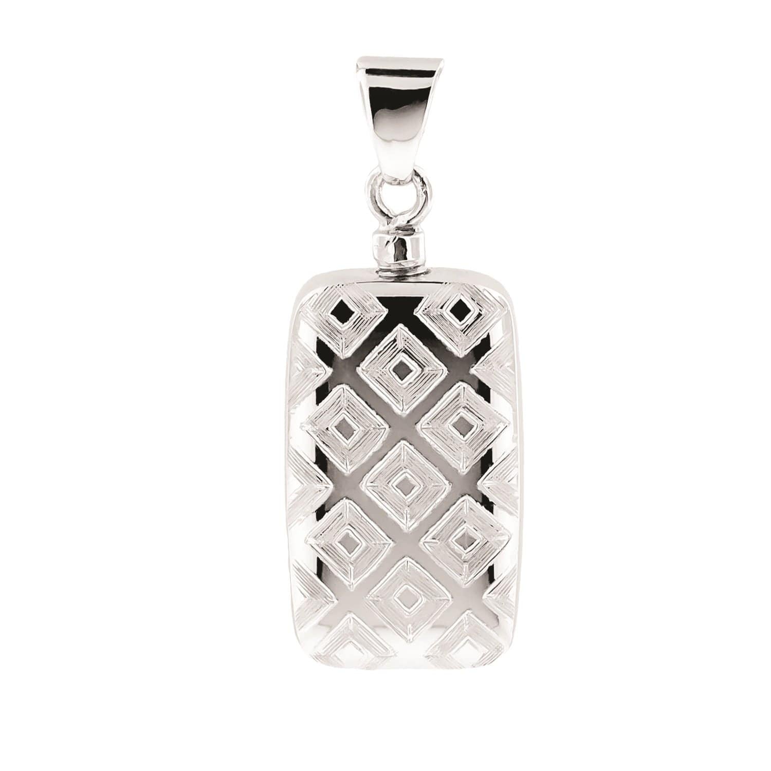 Loved Remembered Silver Rectangle Pendant Urn - Top Filling