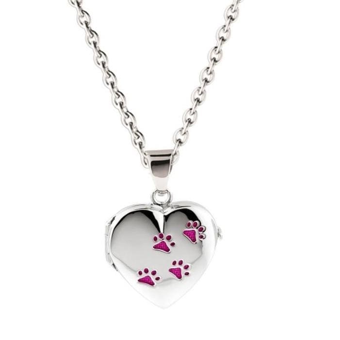 Cara Keepsakes Silver Locket Urns Paw Print Locket Urn