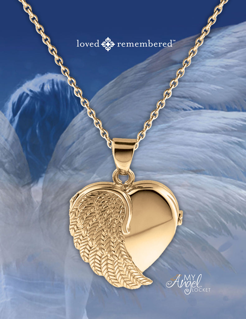 10K Solid Gold Urn Pendant | Angel Wing | Holds Ashes