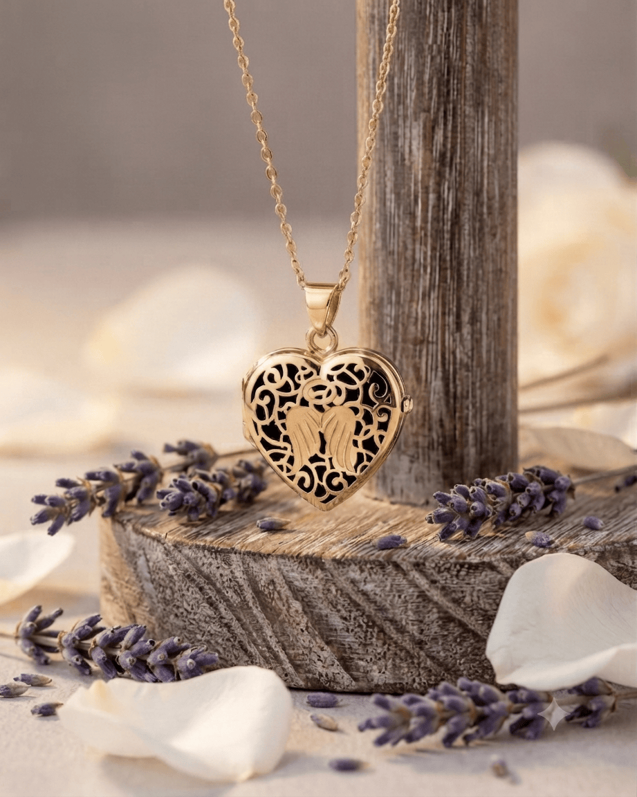 Loved Remembered 'Angel Heart' Gold Locket Urn