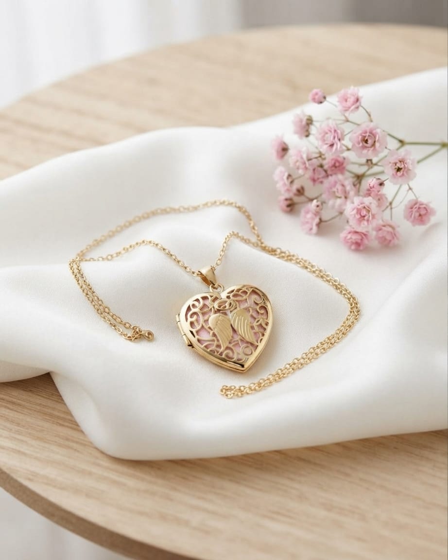 Loved Remembered 'Angel Heart' Gold Locket Urn