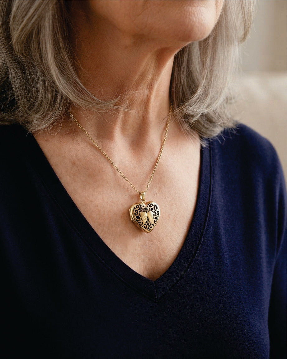 Loved Remembered 'Angel Heart' Gold Locket Urn