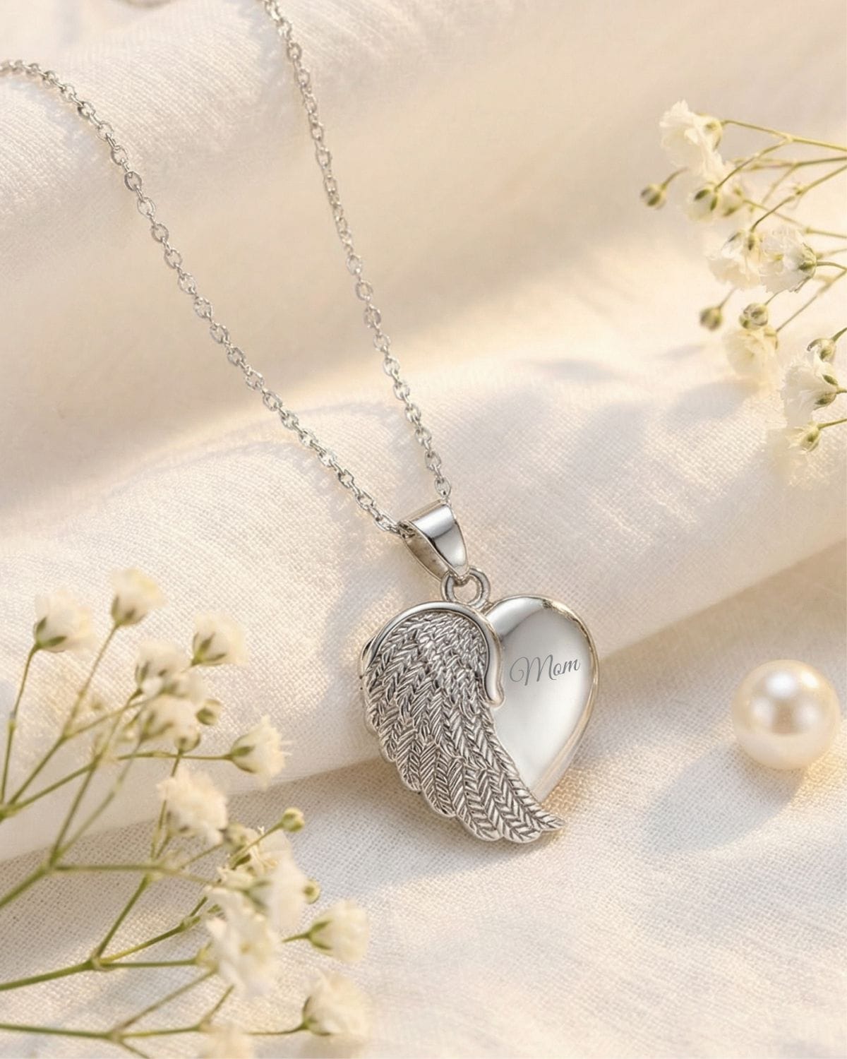 Loved Remembered Angel Wing Pendant Urn