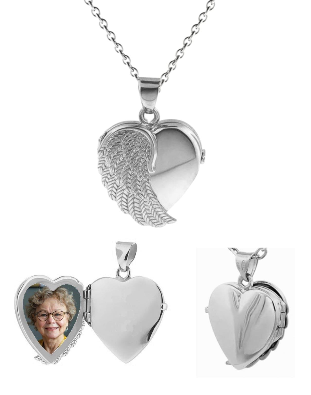 Loved Remembered Angel Wing Photo Print Locket