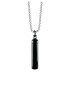 Loved Remembered Black Stainless Steel Cylinder Pendant Urn
