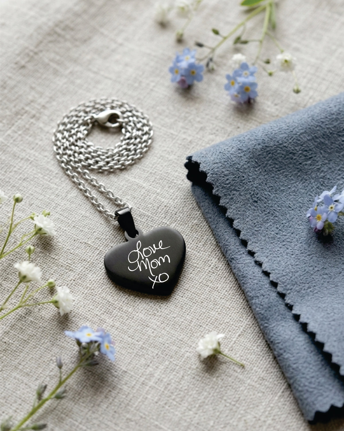 Loved Remembered Black Stainless Steel Heart Pendant