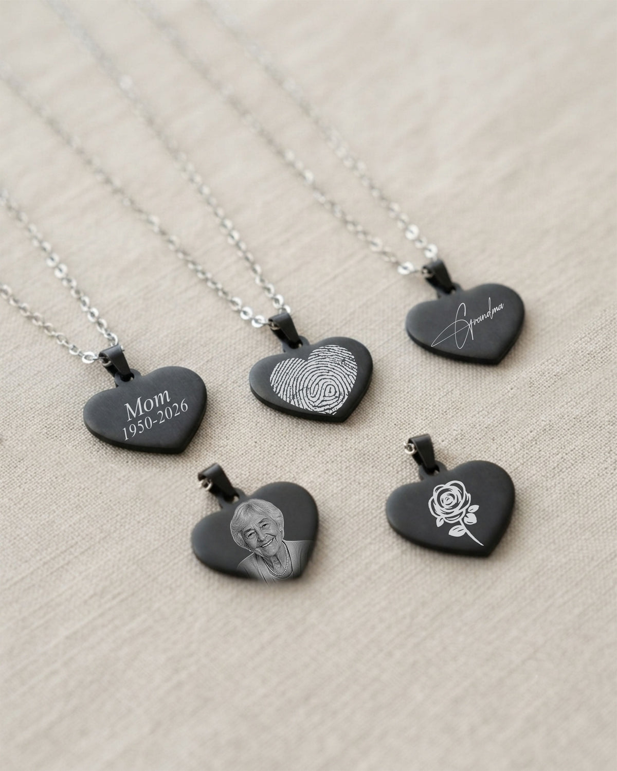 Loved Remembered Black Stainless Steel Heart Pendant