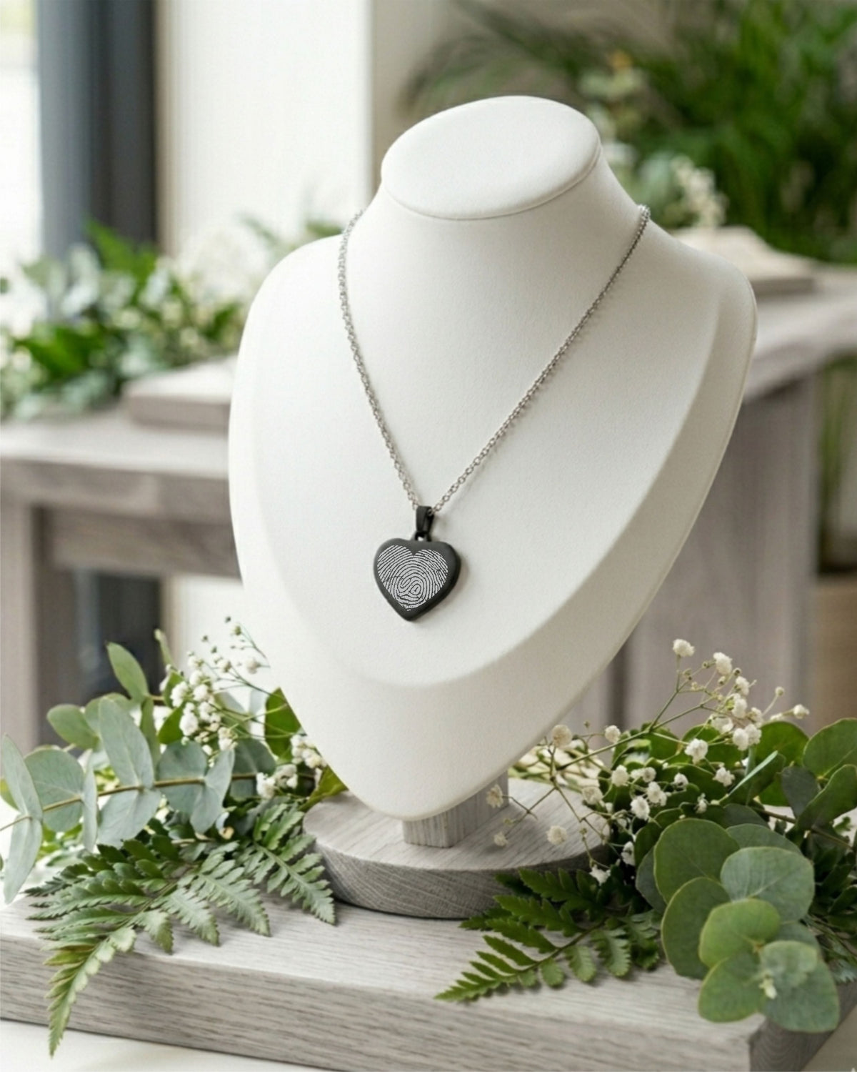 Loved Remembered Black Stainless Steel Heart Pendant
