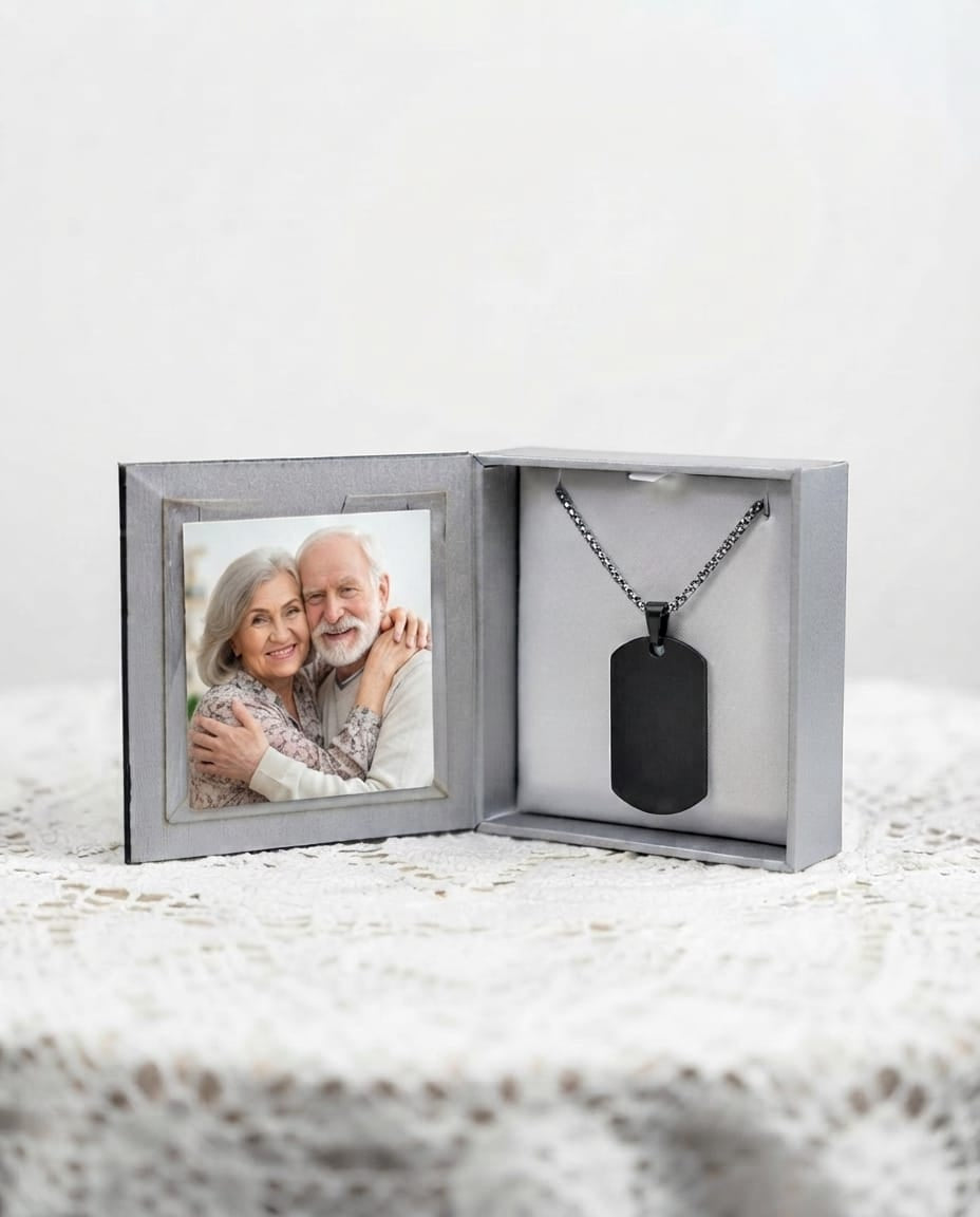 Loved Remembered Black Stainless Steel Tag Pendant
