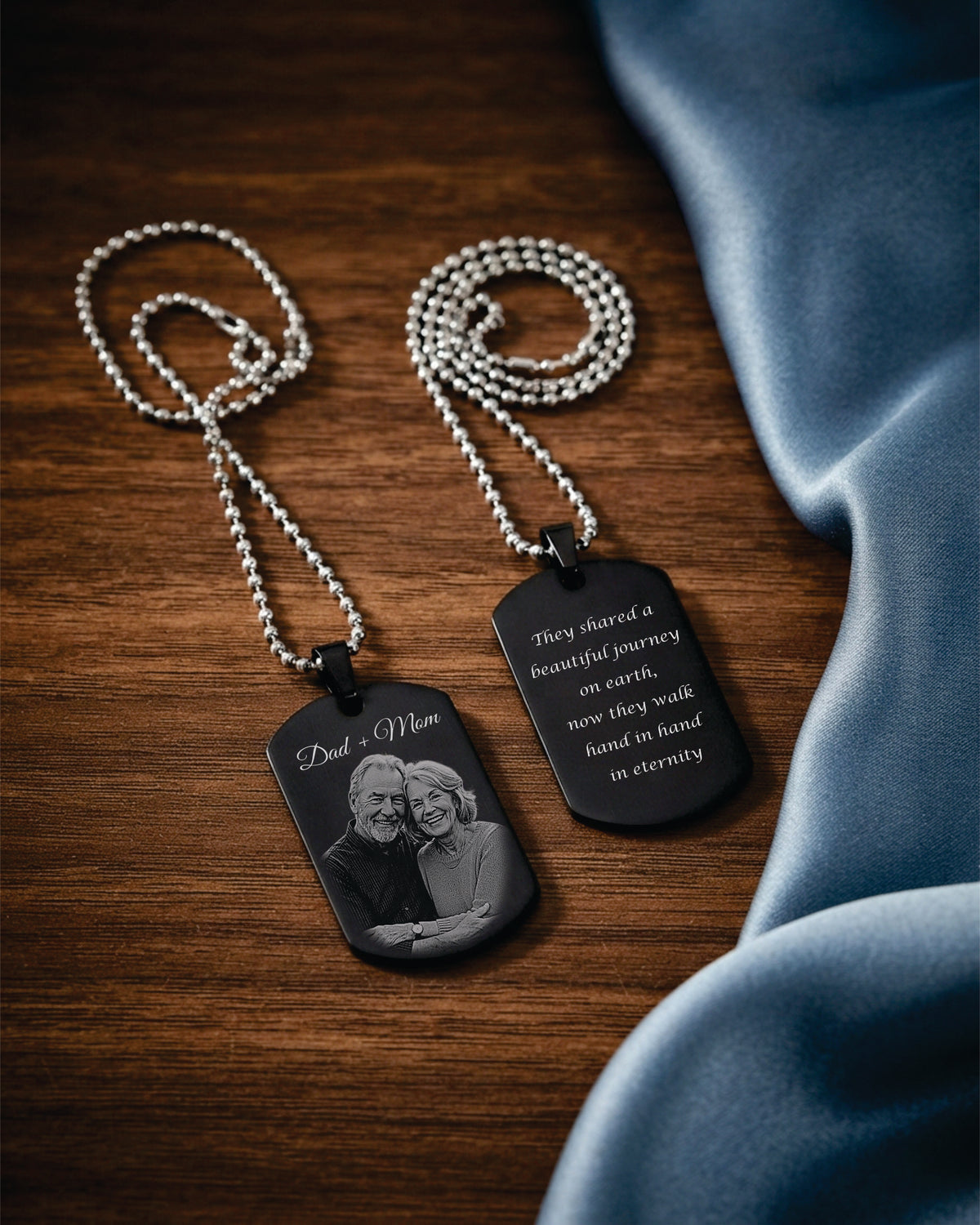Loved Remembered Black Stainless Steel Tag Pendant