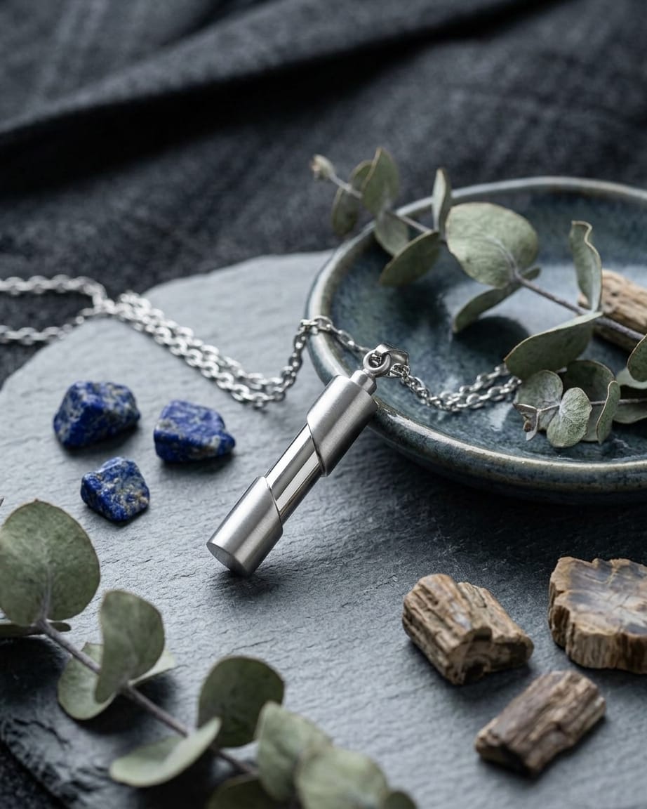 Loved Remembered Cylinder Pendant Urn