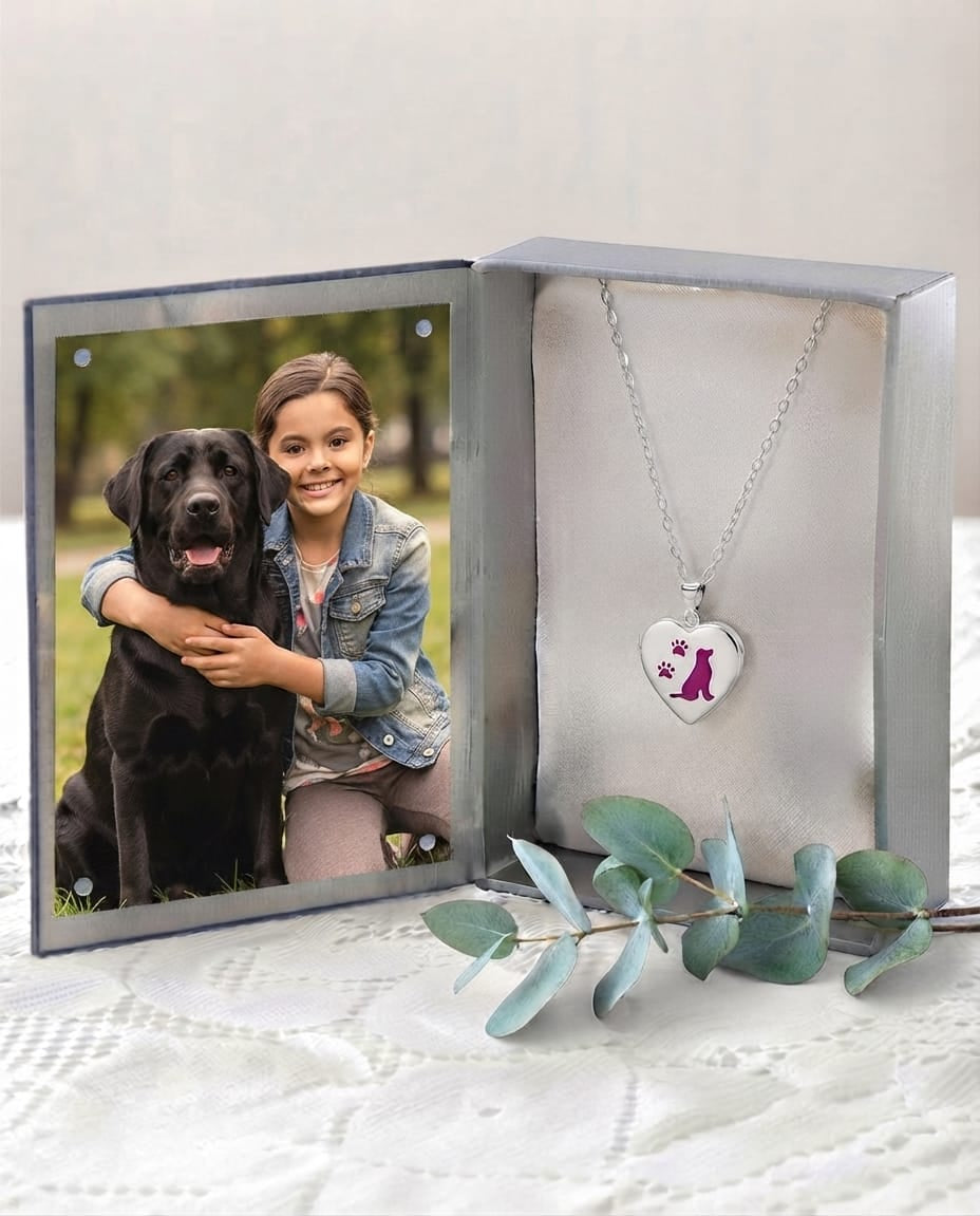 Loved Remembered Dog Paw Print Locket Urn