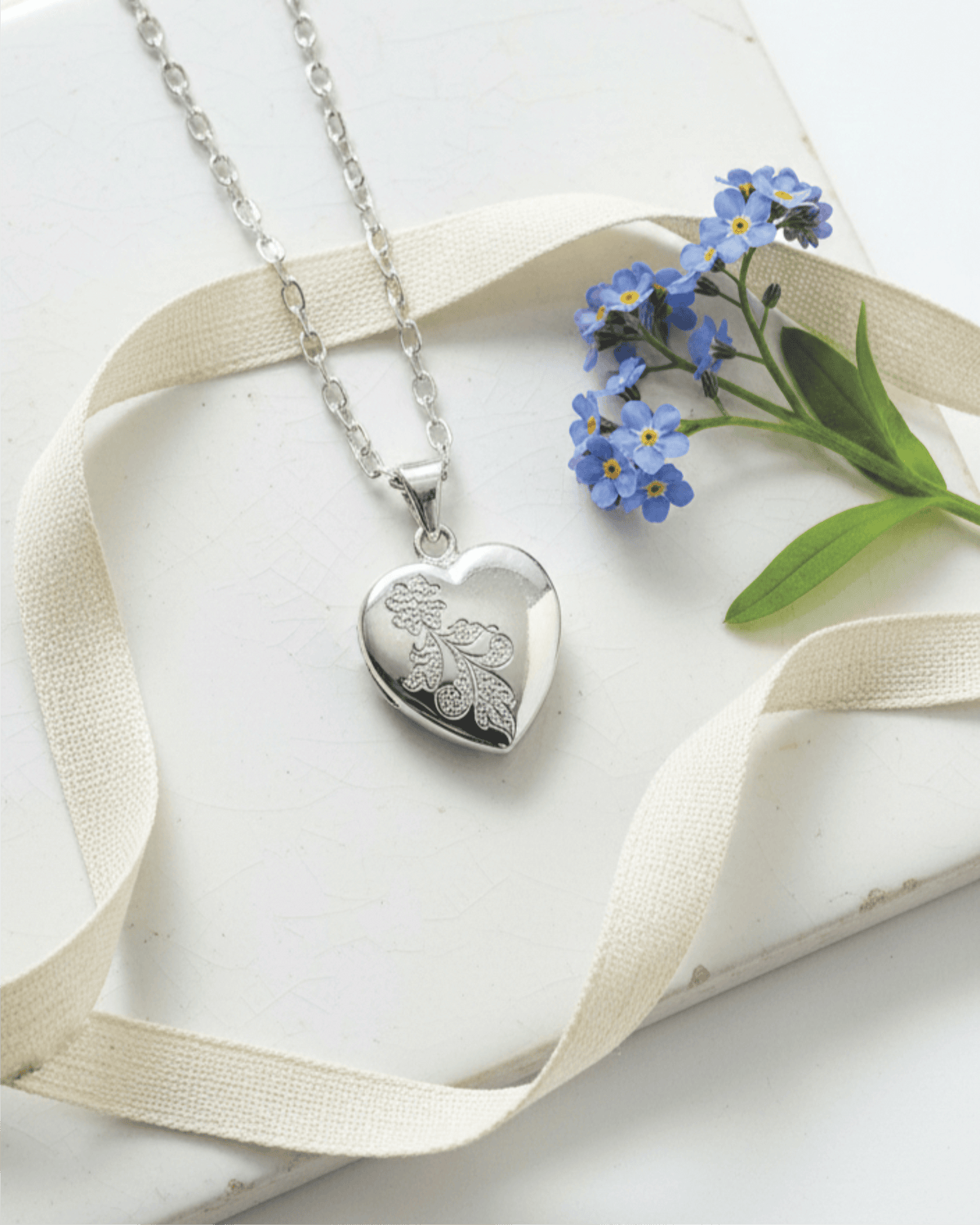 Loved Remembered 'Forget Me Not' Heart Pendant Urn