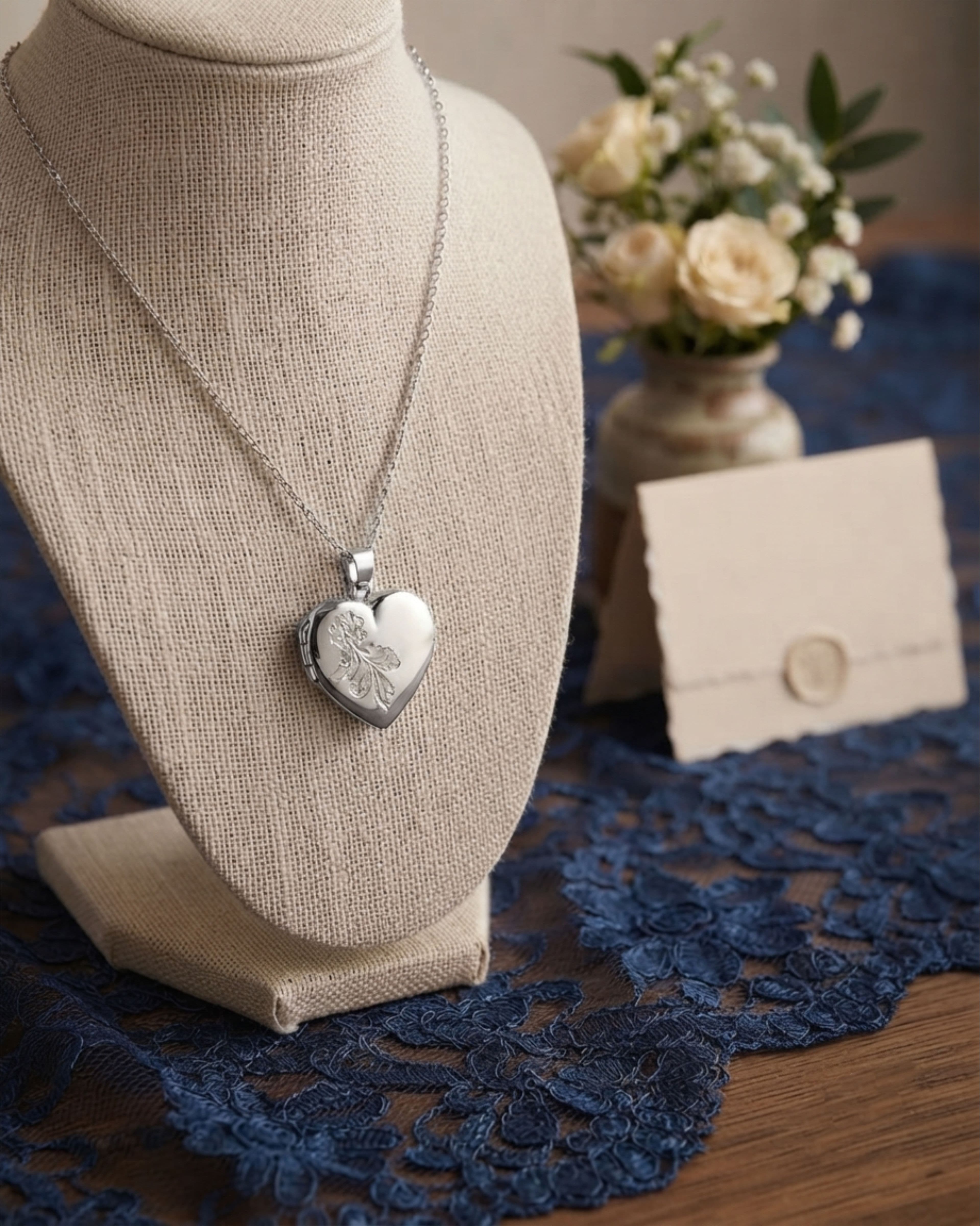 Loved Remembered 'Forget Me Not' White Gold Locket Urn