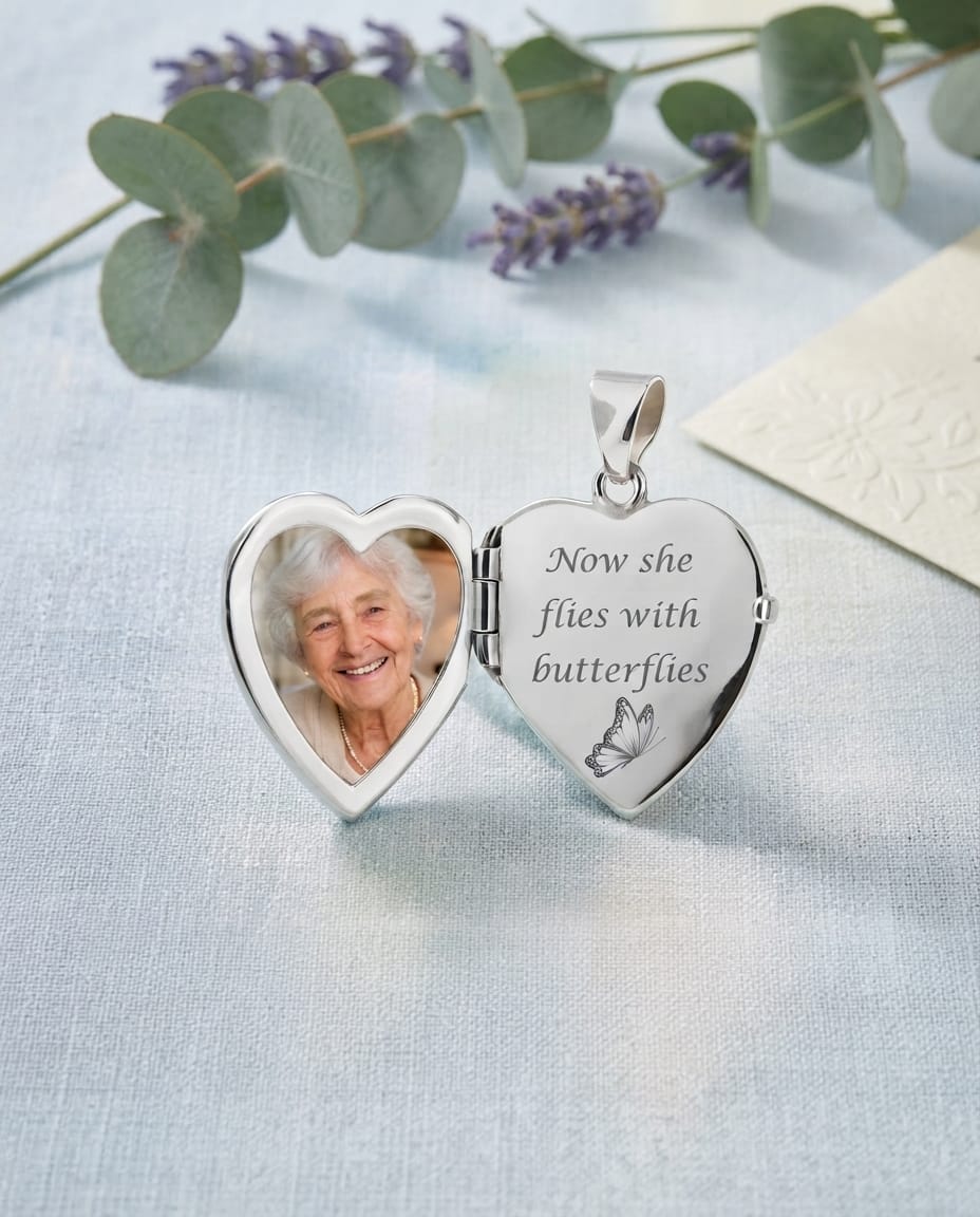 Loved Remembered 'Forget Me Not' White Gold Locket Urn