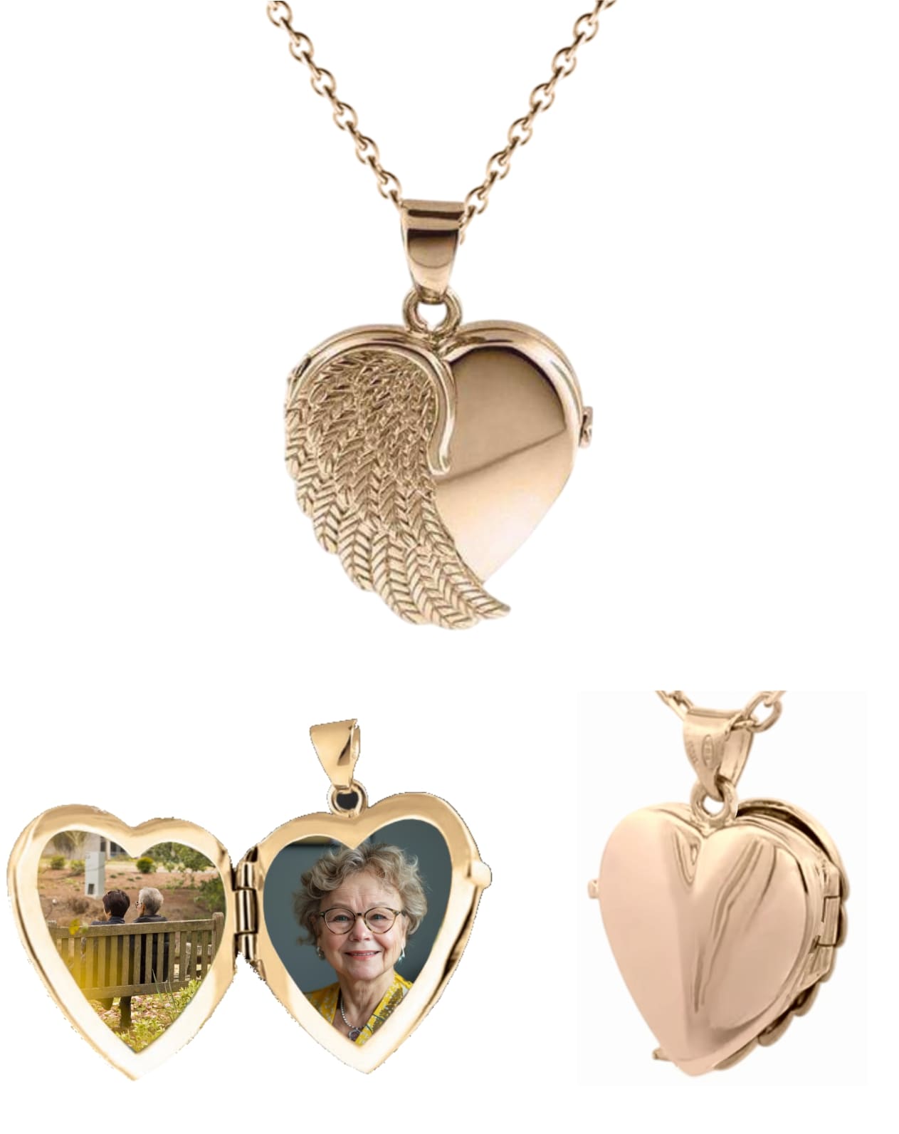 Loved Remembered Gold 'Angel Wing' Classic Locket