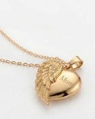 Loved Remembered Gold Angel Wing Pendant Urn