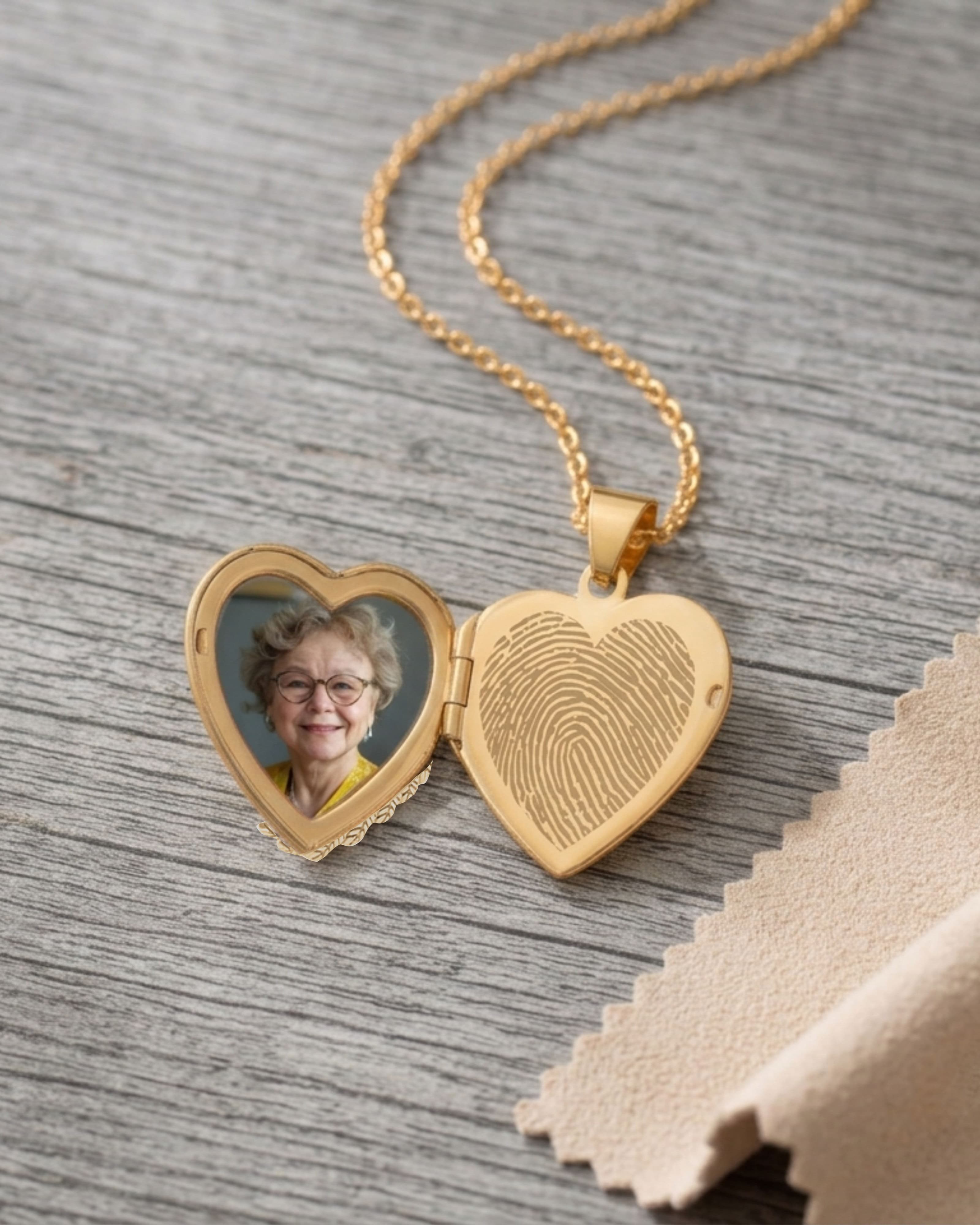 Loved Remembered Gold 'Angel Wing' Photo Print Locket