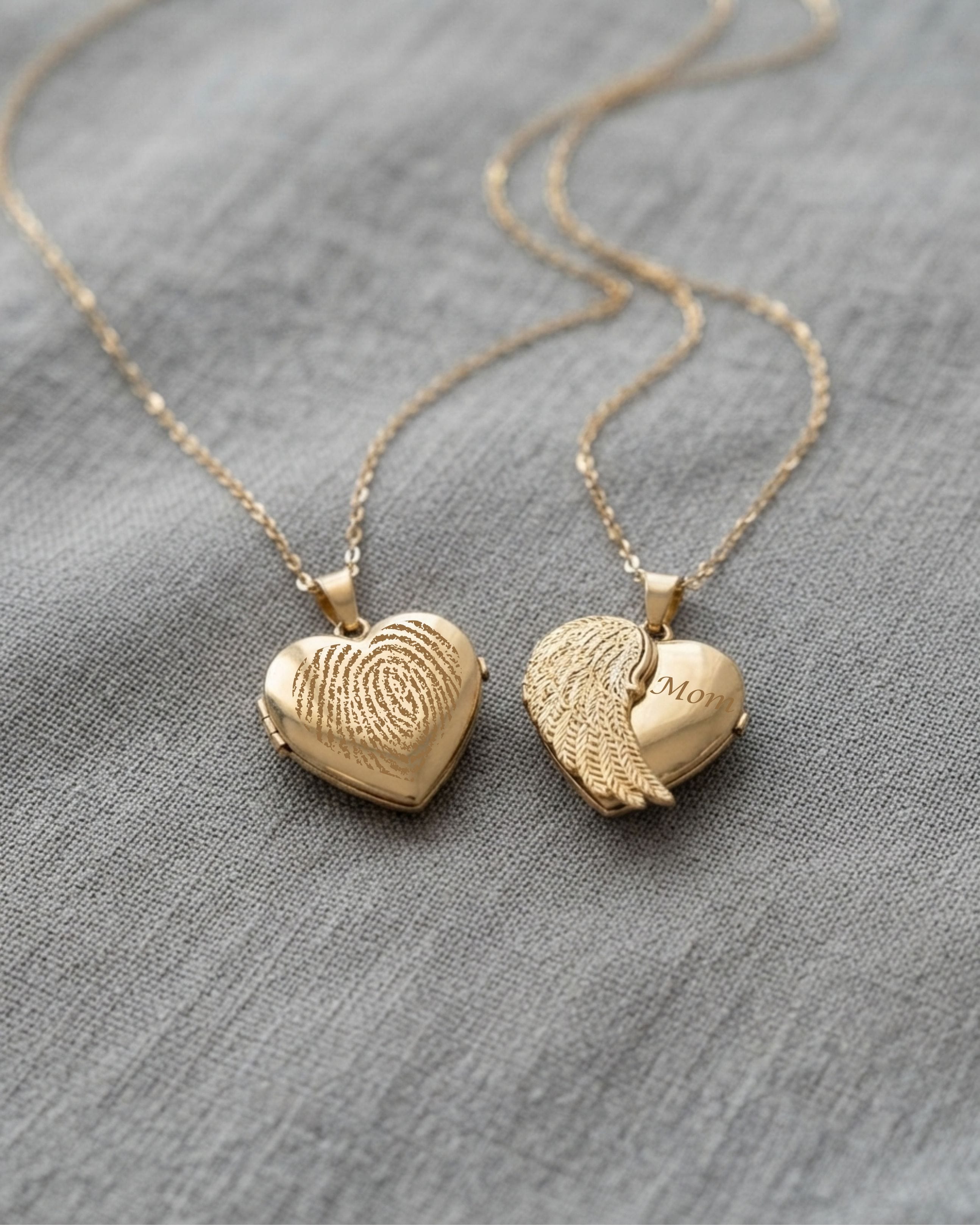 Loved Remembered Gold 'Angel Wing' Photo Print Locket