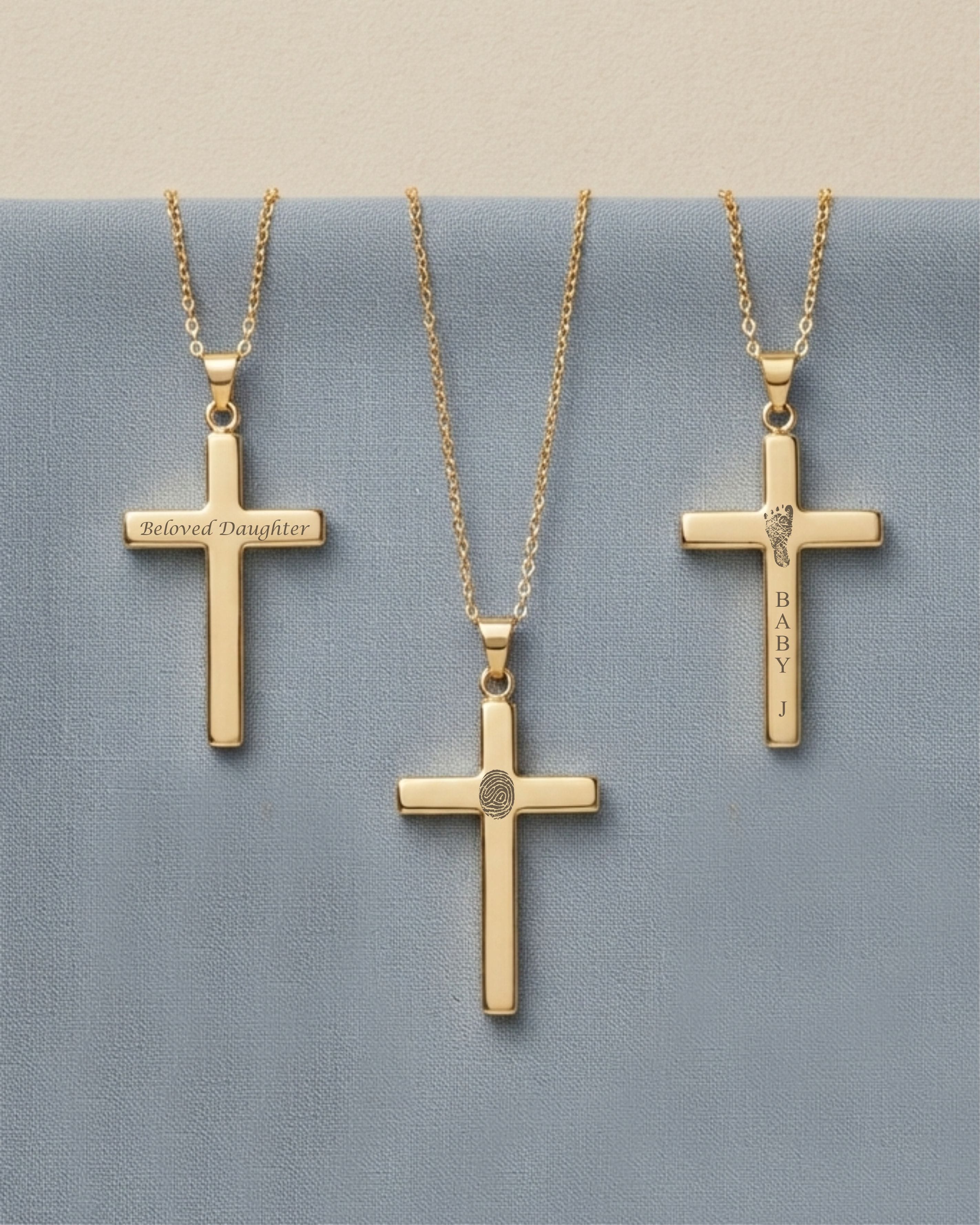 Loved Remembered Gold Cross Pendant Urn (10K)