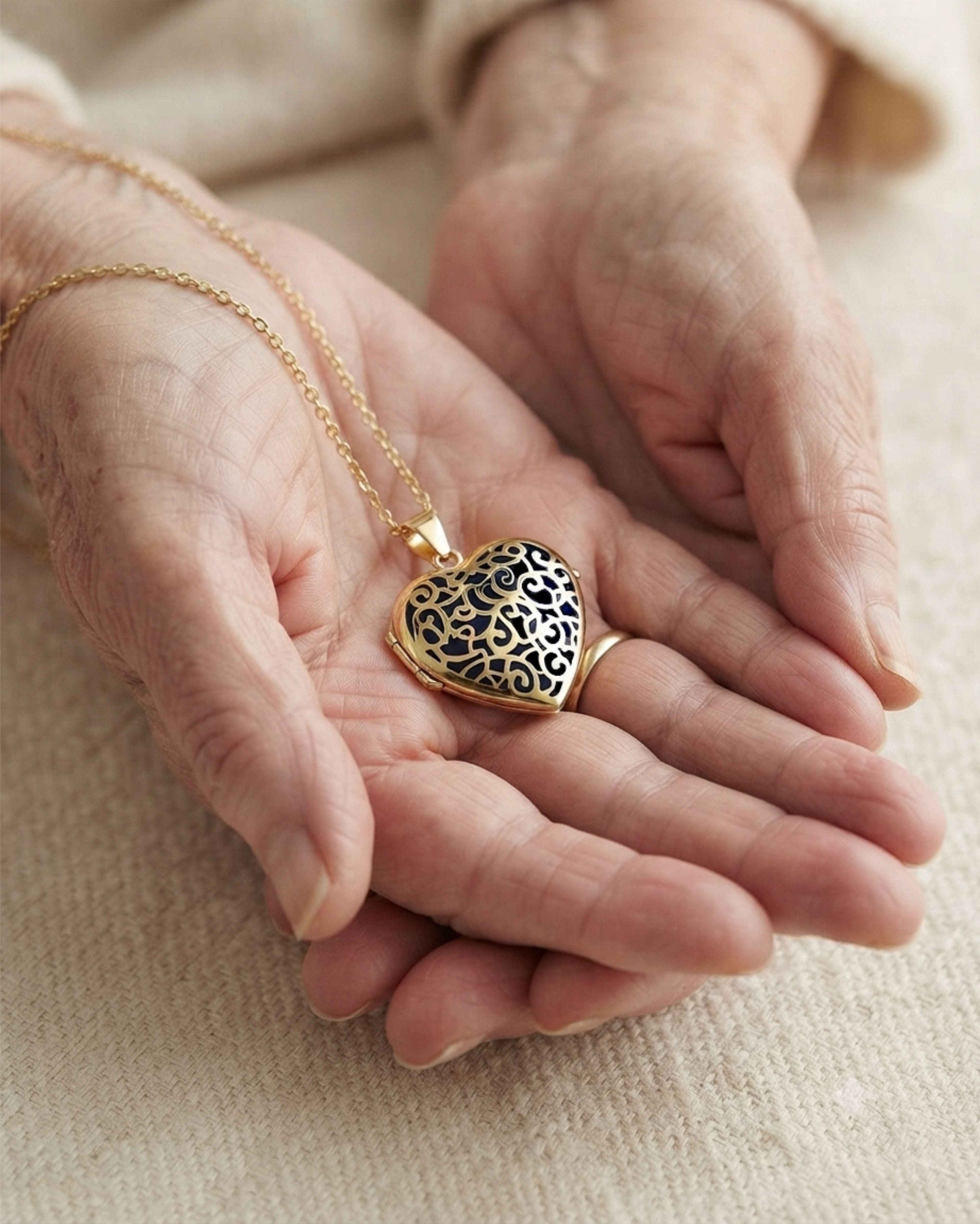 Loved Remembered Gold Filigree Heart Classic Locket