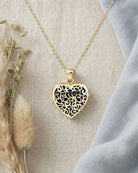 Loved Remembered Gold Filigree Heart Locket Urn