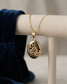 Loved Remembered Gold Filigree Oval Locket Urn