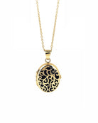 Loved Remembered Gold Filigree Oval Locket Urn